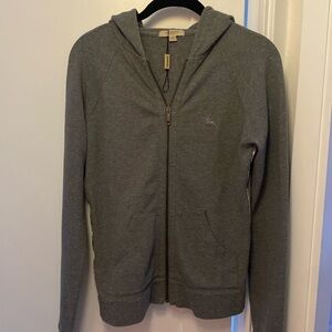 Burberry hoody grey with signature embroidery and Burberry plaid trim Womens